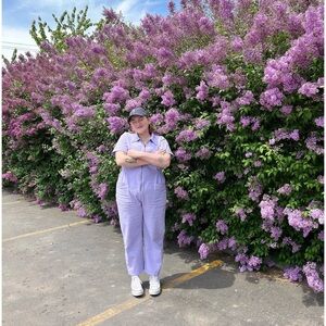 Lilac Short-Sleeve Utility Jumpsuit for Women
